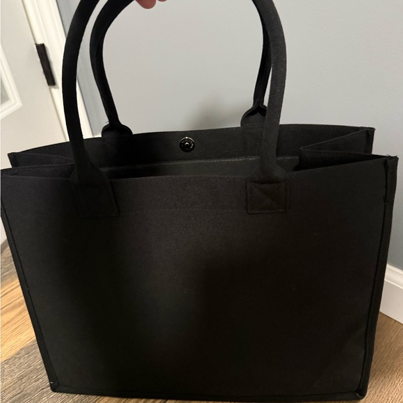 Paco Rabanne Black Canvas Tote with Rounded Top Handles 16x6.5x12 - Picture 2 of 4